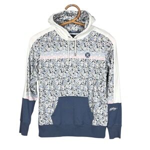 Hooey Hoodie Sweatshirt Women Small Blue White Pink Pullover coxy Phone Pocket